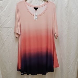 Flared ombre knit tunic tee